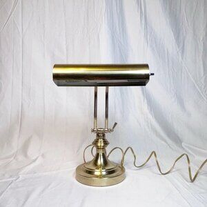 Vintage Collins Industries Adjustable Solid Brass Bankers Desk Piano Lamp w/Box